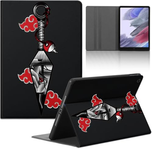 Funda Tablet para Lenovo Tab E10 (TB-X104F) 10.3‘’, Carcasa Anime Naruto Akatsuki Manga japonés Cartoon Patrón de Cubierta Protectora Cover Plegable Cuero de PU Función de Soporte Case