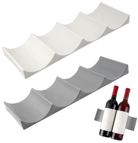 Rthynti Fridge Wine Rack, 2 PCS Display Wine Bottle Holder, Stackable Fridge Bottle Rack, Anti-Slip Bottles Holder for Wine Drinks Beverages