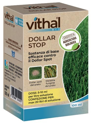 Dollar Stop Antifungino Naturale per Prato – Elicitore di Difesa per Tappeto Erboso – Previene Dollar Spot, Oidio e Ruggine – Consentito in Agricoltura Biologica