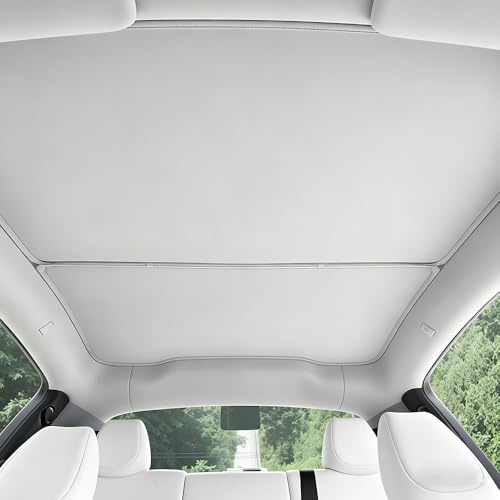 ONEMAJI Auto Panoramadach Sonnenschutz für Tesla Model 3 Model Y 2020-2026 Eiskristall Glasdach Sonnenblende Faltbar Hitzeabweisend 1 Set,White-Model Y Juniper 2026 2025