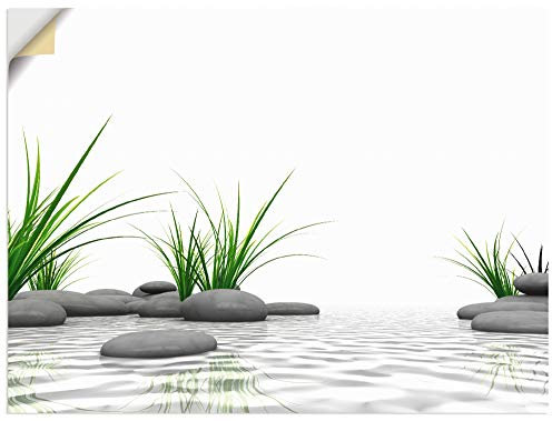 ARTland Wanddeko Wandtattoo selbstklebende Vinylfolie 80x60 cm Asiatische Motive Zen Asien Spa Asiatisch Steine Pflanze T6CD