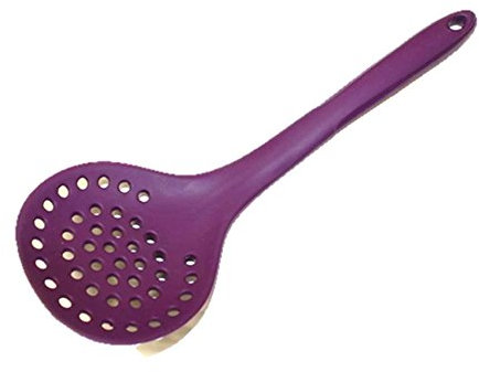 Kochblume Schaumlöffel | Premium-Silikon | Hitzebeständig | Spülmaschinenfest | 30cm | Farbe: lila