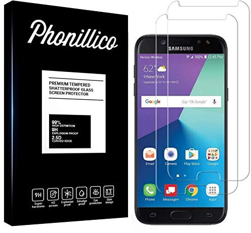 PHONILLICO [Pack de 2] Verre Trempe pour Samsung Galaxy J7 2017 SM-J730 Film Protection Ecran Verre Trempe Ultra Resistant Vitre Protecteur Anti Rayure Sans Bulle d’Air Dureté 9H Ultra Mince