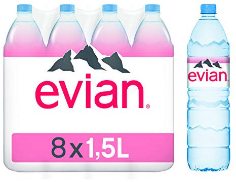 Evian Natural Mineral Water Bottles Net Weight 1.5 L Pack of 8
