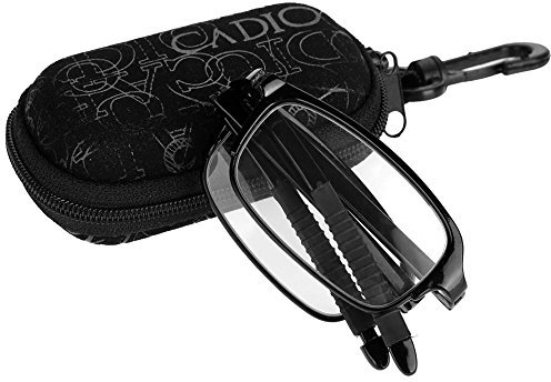 Lesebrillen faltbar, Tragbare Clip Nase Lesebrille Presbyopie Brille Folding Schlüsselanhänger Fall, Unisex tragbare leichte faltbare ultradünne schwarz lesen Presbyopie Brille(2.0)