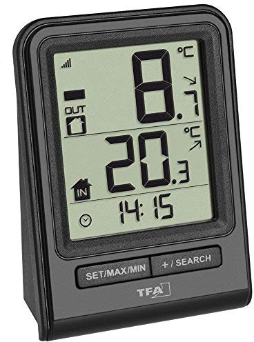 TFA Dostmann Funkthermometer Prisma TFA 30.3063 (schwarz mit Batterien)