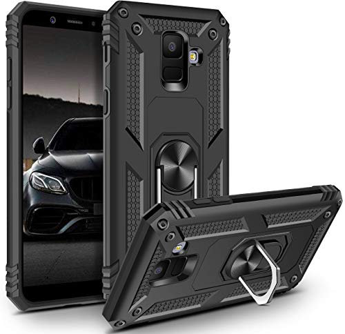 Vunake für Galaxy A6 2018 Hülle Handyhülle mit 360 Grad Ring Ständer Magnetisch Dual Layer TPU Bumper PC Hardcase Stoßfest Schutzhülle Case Cover für Samsung Galaxy A6 2018 Schwarz