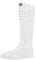 Jamron Ragazze Donna Moda Ginocchio Alta Allacciare Tela Stivali Puro Bianco Zip Stivali di Danza Pizzo SN815 EU39.5
