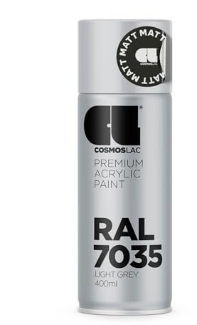 CL COSMOS LAC Acryllack Sprühdose in vielen RAL Farbtönen - 400ml Spraydose perfekt für DIY, Upcycling und andere Lackierarbeiten geeignet (RAL 7035 - Lichtgrau matt)