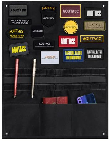 Taktische militärische Patchhalter Board Hook & Loop Moral Patch Panel (Black, 45x58cm With MOLLE Webbing Pockets)
