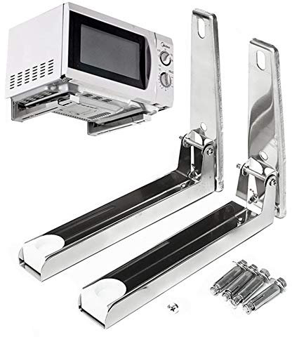 Support de four à micro-ondes Support mural en acier inoxydable Support d'étagère pliable Support extensible pour four à micro-ondes,Argent