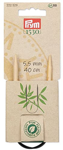 Prym 222529-1 Rundstricknadeln, Bambus, 40 cm, 5,50 mm, Holzfarben, Ø 5.5 mm x 40 cm