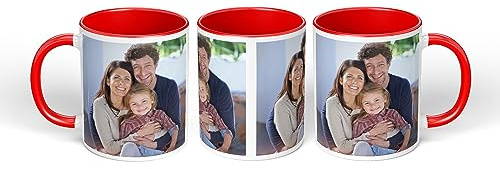 Print Maniacs Personalised Mug Any Image Photo Custom Text Magic Coffee Tea Cup Birthday Gift Father's Mothers Day Funny Mug (Red Fill and Handle)
