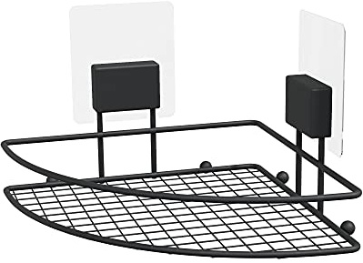 Compactor BESTLOCK Magic Bath Black Eckregal, selbstklebend, 20x20x13,5 cm, Chrom, wasserfest