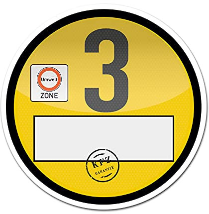 Haftfolie Euro 3 Plakette für Windschutzscheibe Umweltplakette Feinstaubplakette Spaßplakette Fun Folie für Fahrzeug Auto Kfz Zubehör R170 (Euro 3, 1 Stück)