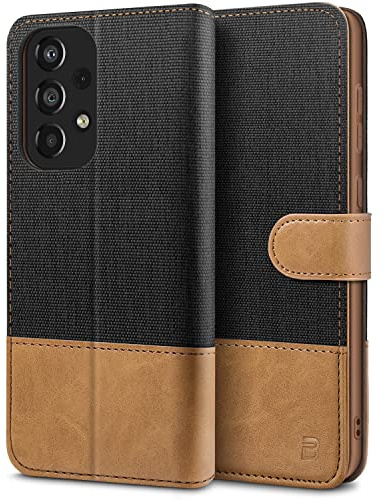 BEZ Handyhülle für Samsung A33 5G Hülle, Tasche Kompatibel für Samsung Galaxy A33 5G, PU Leder Schutzhüllen aus Klappbar mit Kartenfach [RFID Schutz] Ständer, Magnetverschluss, Schwarz