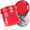 MAGIC BUCKET | Auto Handwäsche Bundle | Wascheimer mit passendem Eimer Deckel 3,5 US GALLONEN ca. 13 Liter | Mit Grit Guard Eimereinsatz Schmutzsieb | Waschset Rot/Schwarz