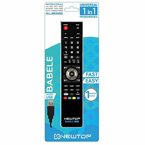 N NEWTOP Telecomando Babele ALLin1 Universale per Televisori TV SAT Lettori DVD AUX VCR HDD Hi-Fi Proiettore Programmabile Tutti da PC USB Continuo Aggiornamento 41 Pulsanti