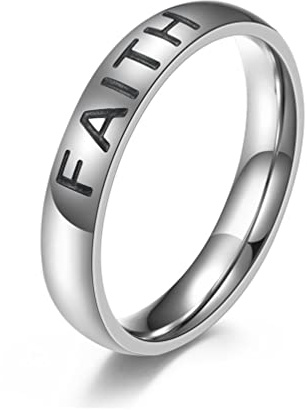 KnSam Herren Trauringe Edelstahl, Gravur Hope Faith Pärchenringe Eheringe für Männer, Faith