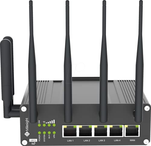 Milesight UR75-500GL-G-W 5G Industrie-Router GPS, Nore, 1x RJ45 WAN/4x RJ45 LAN Stecker, 2,4GHz/5GHz