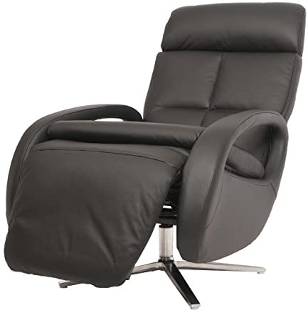Mendler Relaxsessel HWC-L11, Design Fernsehsessel TV-Sessel Liegesessel, Liegefunktion drehbar, Voll-Leder - schwarz