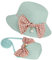 Sombrero de Paja Niña Gorra de Sol Chica y Bolsillo Set con Decoracion de Inclinarse Gorro de Playa Niñas Transpirable para Viaje Beach Piscina al Aire Libre (Verde Menta)