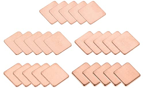 DMiotech 25 Stück 15 x 15mm Kupfer Pad Thermal Kit IC Chips Kühlkörper Kühler Shim für die Kühlung PC Laptop