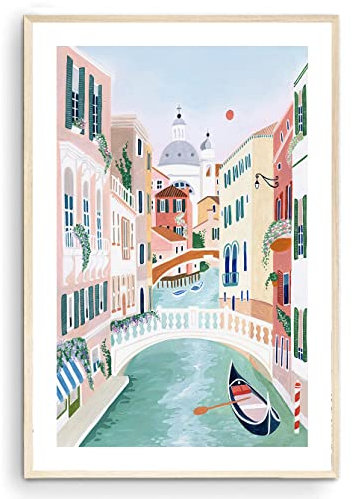 Nationcog Venedig Kunstdruck Venezia Italien Kunstdruck Venedig Gemälde Reisegeschenk Reiseposter Verlobung Hochzeit Jahrestag Einweihungsgeschenk (ungerahmt) (30,5 x 45,7 cm)