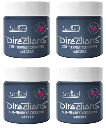 4 x La Riche Directions Semi-Permanent Hair Color Bote de 100 ml (Slate)
