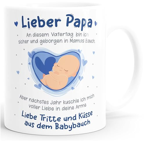 SpecialMe® Kaffee-Tasse Liebe Grüße aus dem Babybauch Spruch Schwangerschaft verkünden - Geschenk für werdende Papas Weiss standard