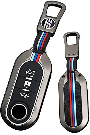 HIBEYO Klappschlüssel Autoschlüssel Hülle passt für FIAT Abdeckung Schutzhülle schlüsselhülle für FIAT Modellen Grande Punto Panda Bravo Stilo 500 für Lancia Delta Fernbedienung zubehör-C Schwarz