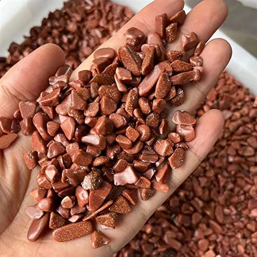 WGPHD Maison de méditation 7-9mm Naturel Brun doré Sable Quartz Petits graviers Pierre Aquarium Pot de Fleur Jardin guérison décor à la Maison (Size : 300G)