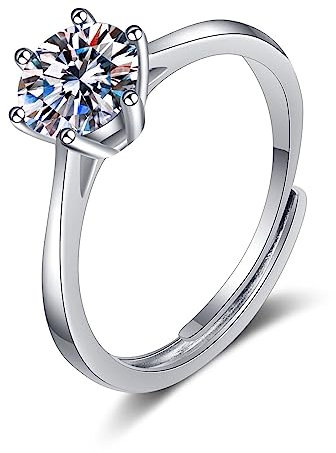 Silber Ringe 925 Frauen Ehering, Verlobungsring Damen Weißgold Runden Weiß Zirkonia Größe 52 (16.6) Komfort Fit