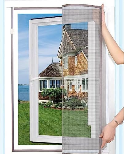 Magnetic Window Screen Insect Mesh, Adjustable DIY Fly Screen for Windows, Easy Installation Keep Bugs, Flys and Mosquitoes Out (60×140)