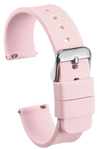 sourcing map Bracelet de Montre Silicone 24mm Largeur Souple Dégagement Rapide Caoutchouc Remplacement Montre Bande avec Inox Acier Boucle pour Homme Femme, Rose