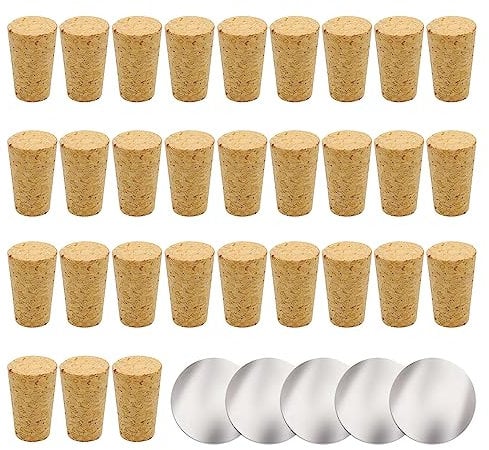 TAFACE 30pcs Bouchons Coniques Et 5pcs Bouchons À Vin, Bouchons De Bouteille De Vin Bouchons Coniques en Liège Naturel, Bouchons De Bouteille en Bois pour Bouteilles en Verre De Bière De Vin