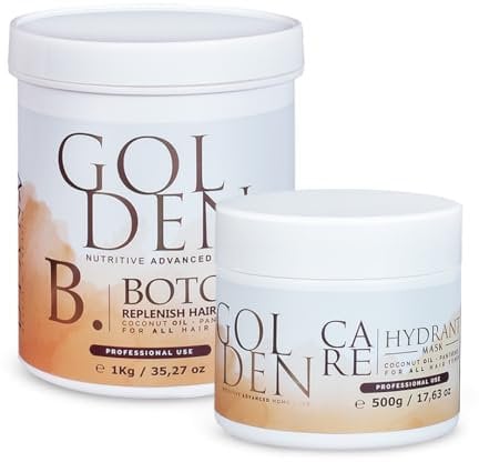DIANA BEAUTY CREATIVE - B-Tox für Haare und Haarmaske, Großes Set, Haarkur mit Zusatz von Urea, Kokosnussbutter und Panthenol, Haarregeneration, Haarpflege - Golden, 1000g + 500g