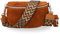 BRISE Bauchtasche Damen Echtes Wildleder SAHEL Handgemachte Umhängetasche Crossbody Bag Hüfttasche mit Ledergurt + Optionalen Breiten Gemusterten Riemen Gürteltasche Made in Italy (Cognac Braun 2)