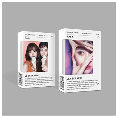 [Weverseshop' POB Exclusive] LE SSERAFIM Easy 3rd Mini Album Weverse Albums 2 Version SET Outer Box+20p Card+1p QR PhotoCard+1ea User Guide+Tracking Sealed LSFM