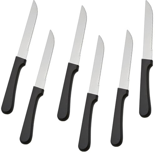 JP Sales Couteaux à steak lame en acier inoxydable de 12 cm et 22 cm au total durabilite superieure lave-vaisselle coupe precise Ideal pour tous types de viandes (6)