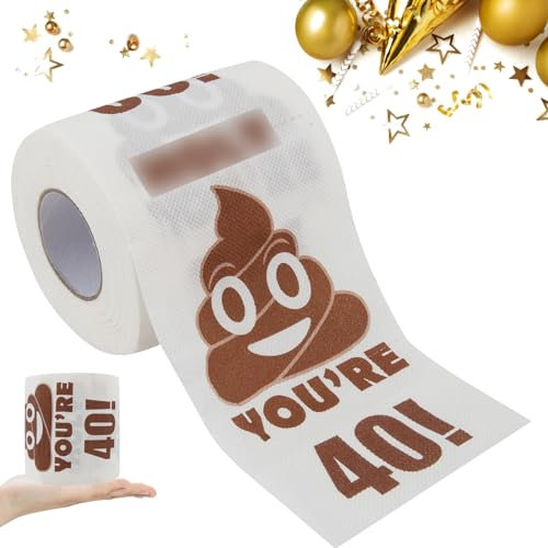 Lustiges bedrucktes Toilettenpapier, Gag Geschenk für Männer und Frauen Geburtstagsfeiern, Neuheit Dekor für 40. Geburtstag Feiern
