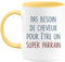 quotedazur - Mug Cadeau Parrain - Pas Besoin De Cheveux Pour Être Un Super Parrain - Tasse Cadeau Humour Anniversaire Parrain - Jaune/Céramique