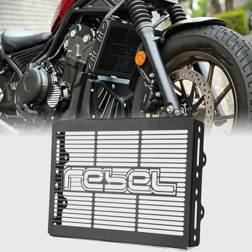 WOOGA Motorrad Kühlergrill Schutzabdeckung Schwarz, passend für Rebel CMX 250, 300, 500 (2017-2024), Edelstahl, Schutz für Kühler, Front- und Seitenschutz, Steinschlagschutz, einfache Installation