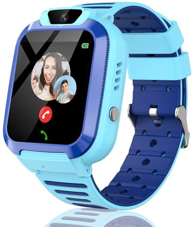 MiracDan Smartwatch Kinder 4G, Smartwatch Kinder mit GPS und Telefon mit SIM, SOS Videoanrufen, GPS Tracker Kinder, Kinderuhr Mit GPS und Anruf Funktion Geschenke für Jungen Mädchen 4-15 Alter(Blau)