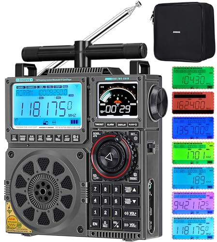 ZHIWHIS SSB Radio de onda corta con Bluetooth y control de aplicación, USB LSB LW AIR VHF UHF CB AM FM SW WB Receptor, NOAA//TF Card Play/EQ/sintonizador de antena/grabación de radios recargables