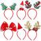6 Stück Haarreif Weihnachten, Weihnachtsmütze Haarreifen, Weihnachtsfeier Stirnband Kopfschmuck, Kopfbedeckung Haarschmuck für Kinder Erwachsene Weihnachtsbaum Schleife Rentier Geweih Schneemann