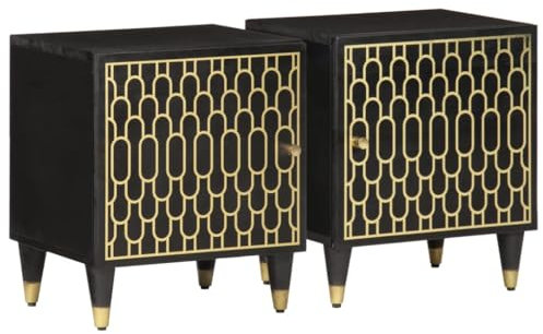 NQJIBUE Tische Nachtkommode 2 Stück 40x33x46cm Massivholz Mango Nachttisch