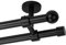 Ventanara® Gardinenstange schwarz matt 19mm 2-läufig mit Endstücken und Halterungen für Deckenmontage (Kugel, 320 cm / 2-läufig/Decke)