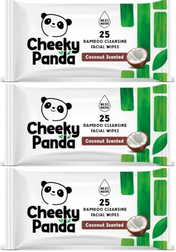 The Cheeky Panda Bamboo Facial Make Up Remover Wipes | Sustainable Face Wipes Eye Makeup Remover | Coconut Scented Pack of 75 Face Wipes | 99% Purified Water