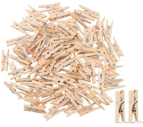 DERAYEE 100pcs Pinces à Linge,Légères Ecologiques, 35mm Mini Pince a Linge Bois pour Décorer la Maison et Les Photos